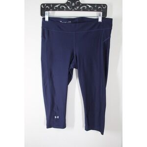 Under Armour L Navy Blue HeatGear Compression Capri Leggings Athletic Pants